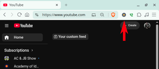 The browser toolbar. The VALT icon is pinned immediately to the right of the address bar, next to the jigsaw-piece extensions button.